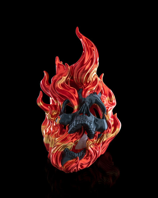 Fiery 3D Printed Skull Votive Candle Holder | Multicolor Flame Skull Decor | Halloween Candle Holder